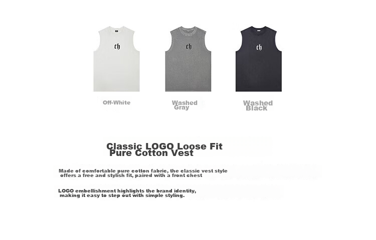 CHINISM Classic Cotton Logo Vest Men Summer Breathable Sleeveless Tank Top XV2333H6031 2